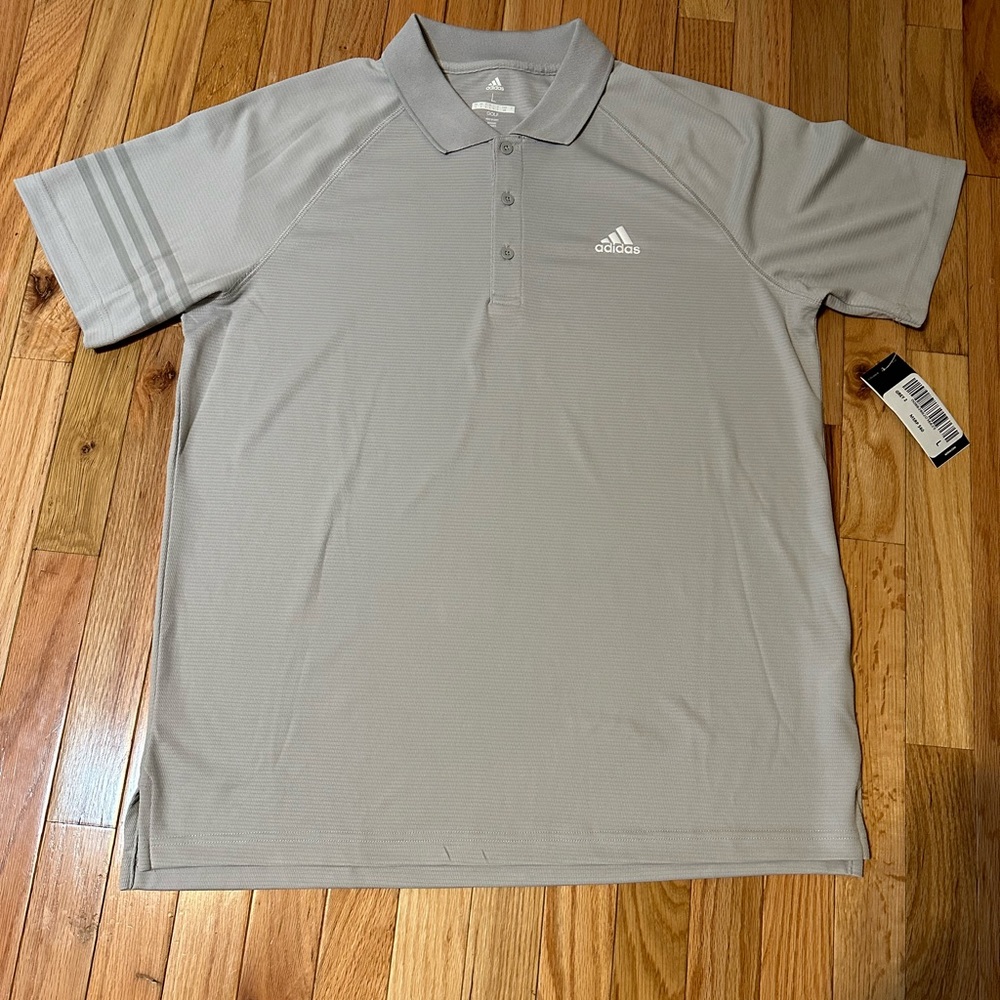 Adidas Golf Polo Shirt Grey Size Large New With Tag Msrp-$60